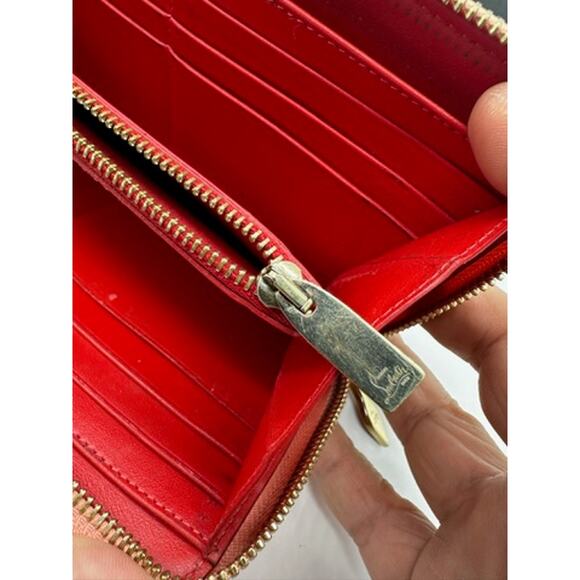 CHRISTIAN LOUBOUTIN‎ Empire Panettone Spiked Zip Around Wallet Orange - Picture 13 of 16